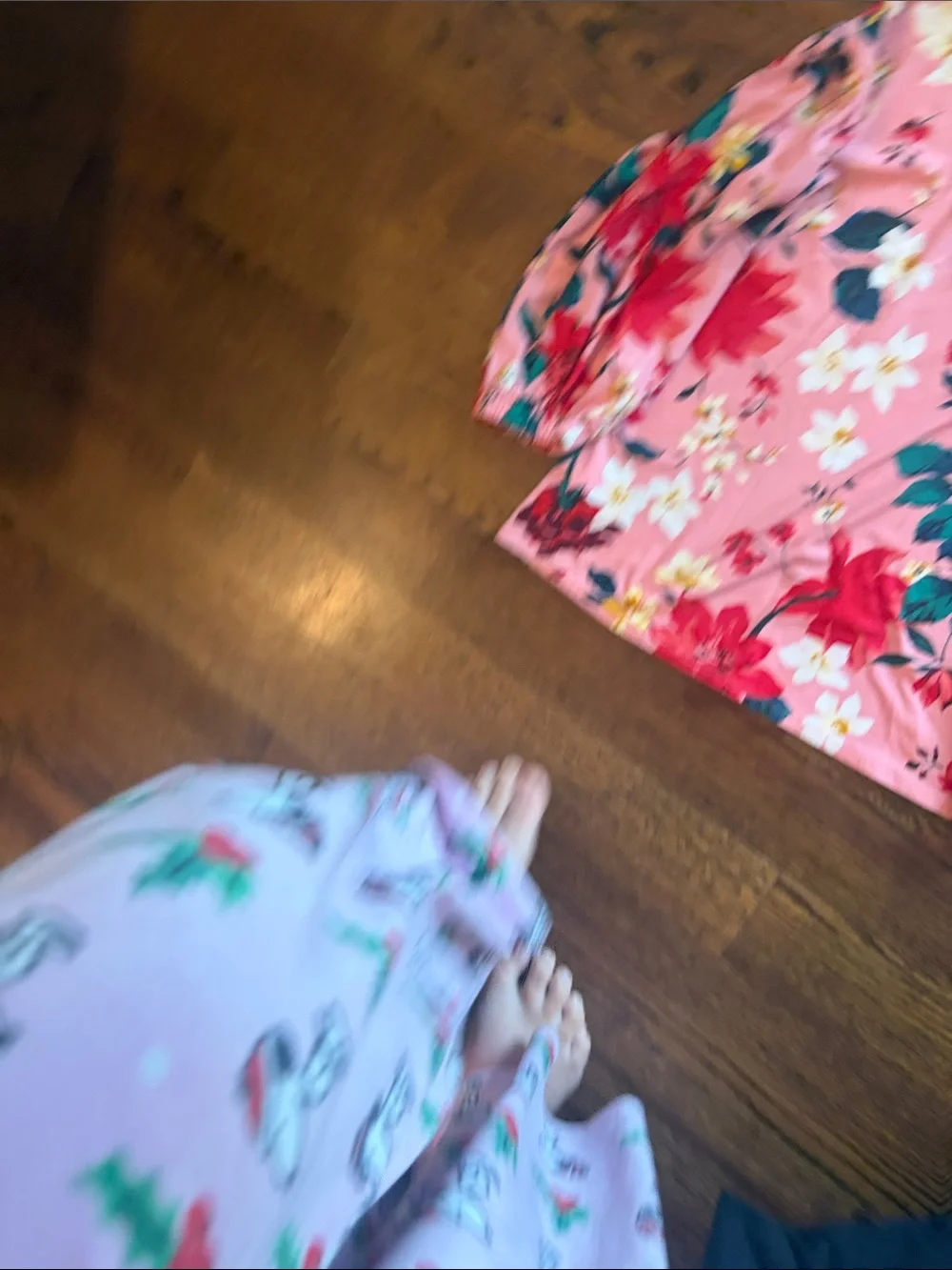 Old Navy Pink Floral Long Sleeve Top with Red, Yellow & Green Accents